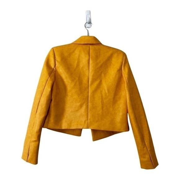 NWT 7 FOR ALL MANKIND Cropped Biker Faux Leather Jacket Mustard Small - Picture 3 of 4